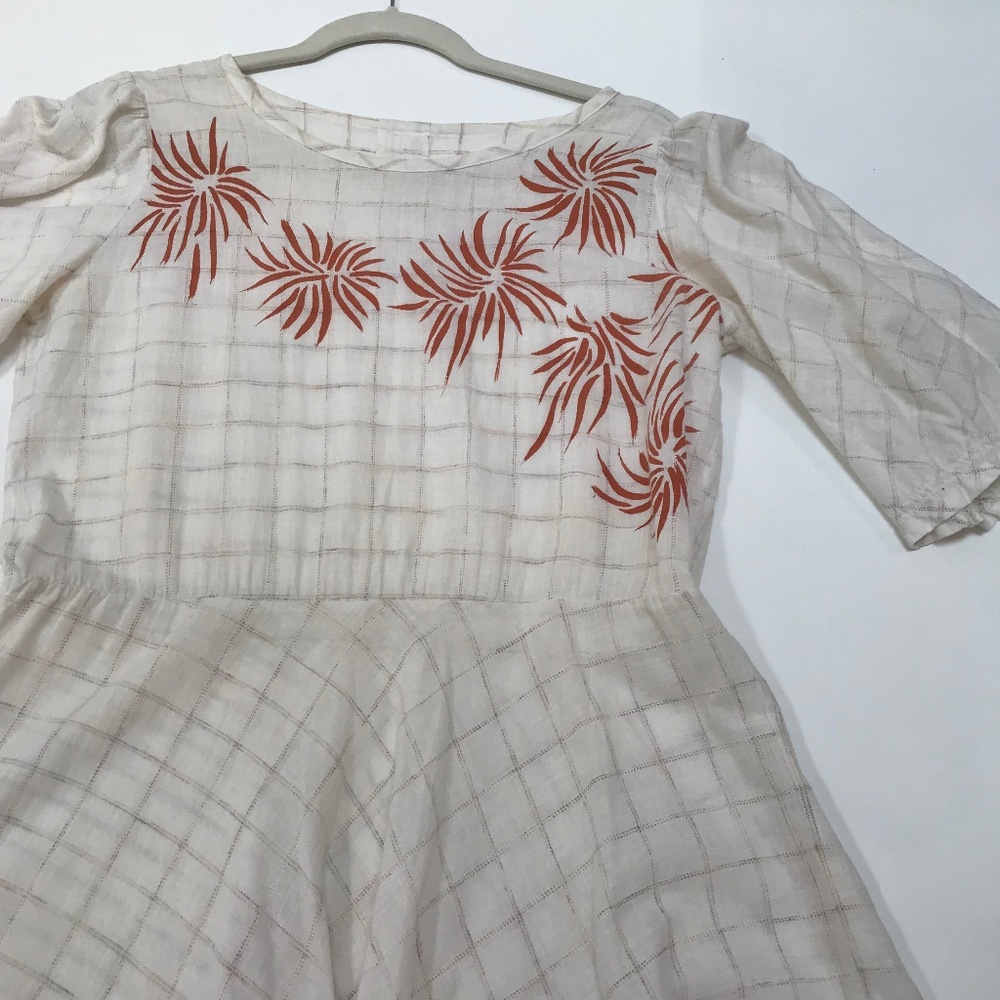 1940 Vintage Cotton Summer Dress Mums Print